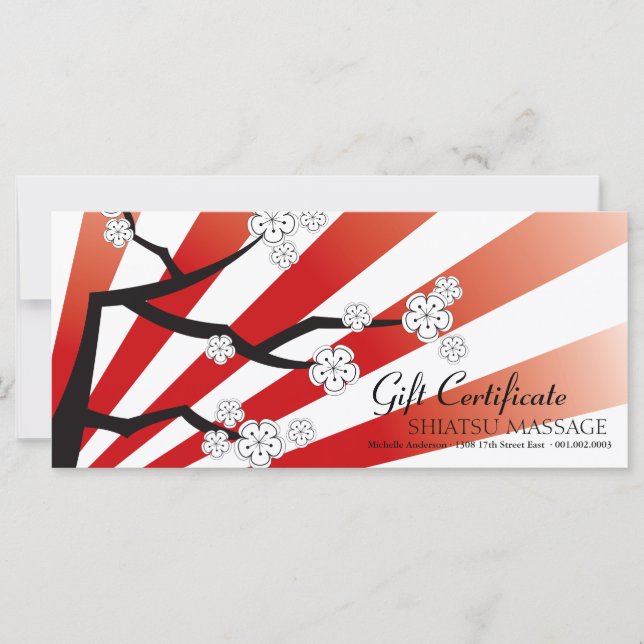 Certificado de regalo de florecimiento de cerezos  (Anverso)