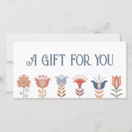 certificado de regalo de flores de arte folclórico