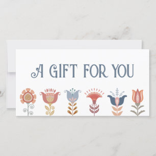 certificado de regalo de flores de arte folclórico