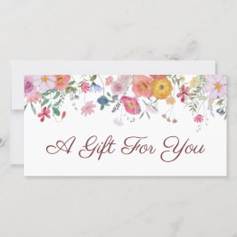 Certificado de regalo de flores silvestres frescas