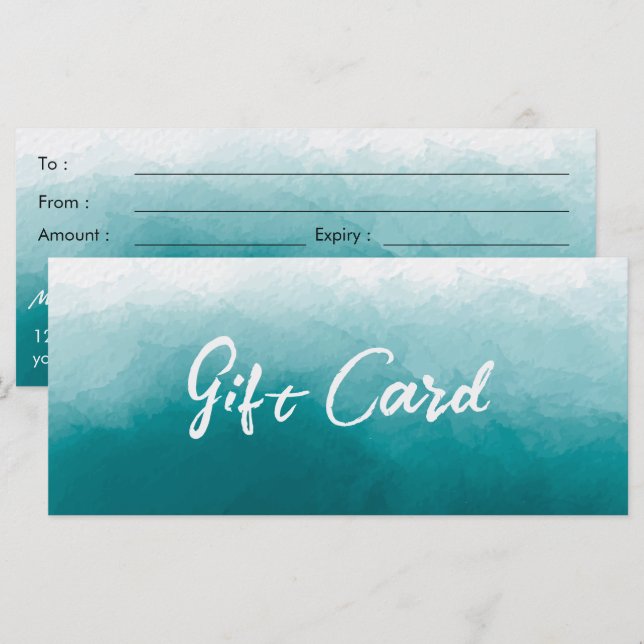 Certificado de regalo de fondo de acuarela verde t (Anverso / Reverso)
