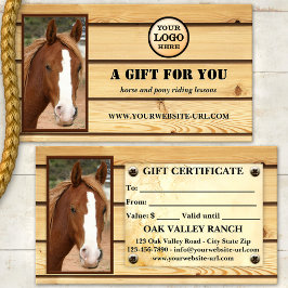 Certificado de regalo de foto de lecciones de equi