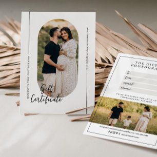 Certificado de regalo de fotografía de arco ovalad