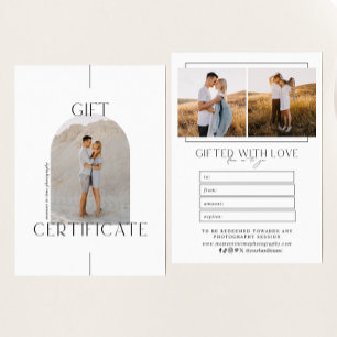 Certificado de regalo de fotografía de arte minima