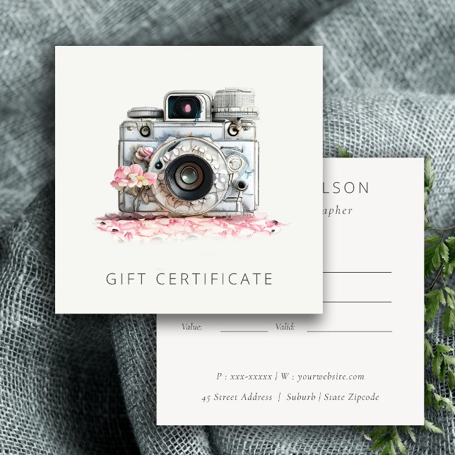 Certificado de regalo de fotografía de cámara flor (Subido por el creador)