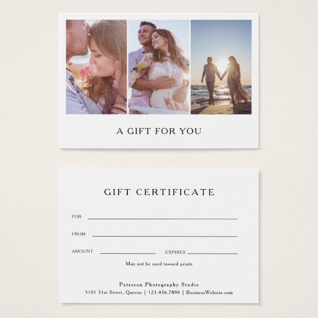 Certificado de regalo de fotografía de Collage de  (Anverso y reverso)