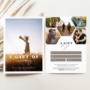 Certificado de regalo de fotografía de Hexagon