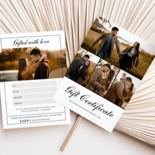 Certificado de regalo de fotografía en línea moder