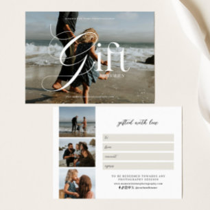 Certificado de regalo de fotografía fotográfica co