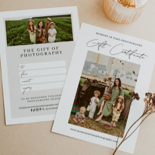 Certificado de regalo de fotografía Minimalista mo