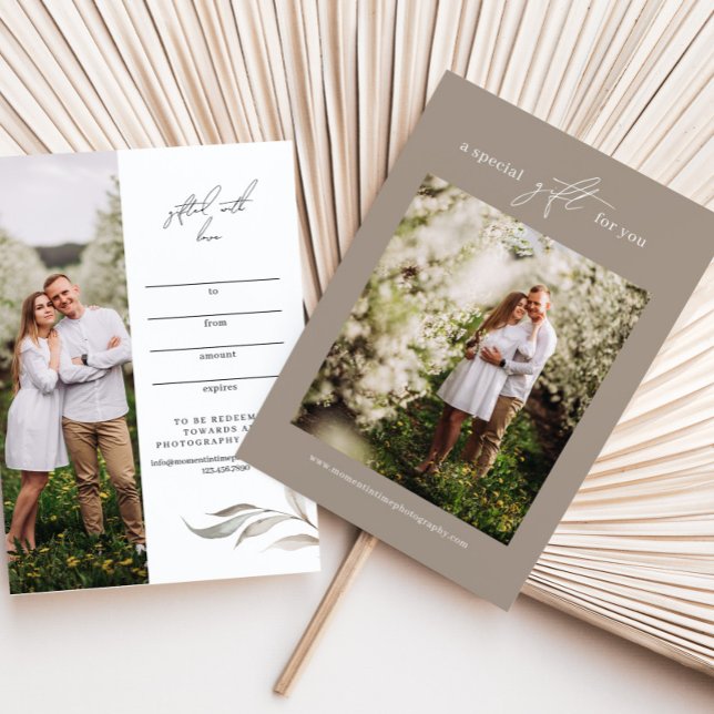 Certificado de regalo de fotografía moderna | Tarj (Subido por el creador)