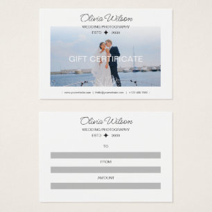 Certificado de regalo de fotografía por boda