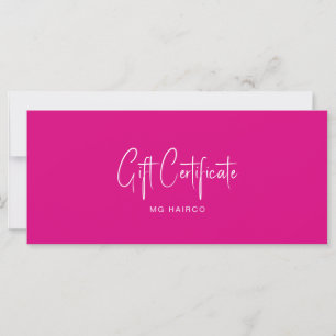 Certificado de regalo de Fuchsia para el cliente d