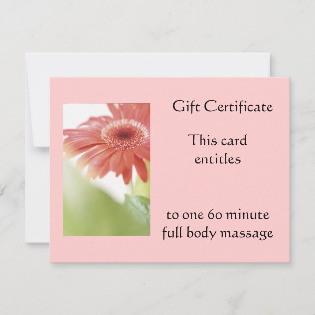 Certificado de regalo de Gerbena rosa (Anverso)