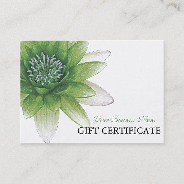 Certificado de regalo de Green Lotus de la Paz (Anverso)
