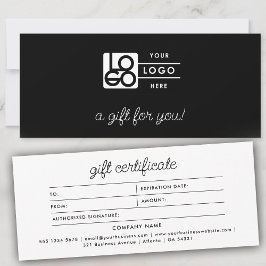 Certificado de regalo de guión minimalista moderno