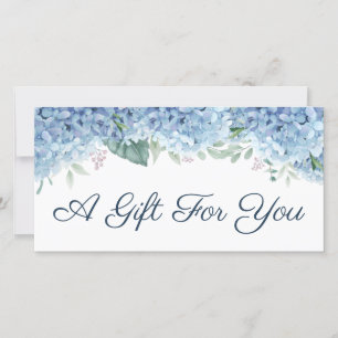 Certificado de regalo de hidrangea azul