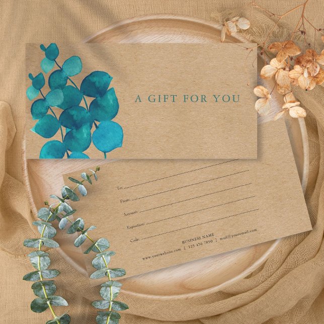 Certificado de regalo de hojas de eucalipto rústic (Elegant Rustic Eucalyptus Leaves Gift Certificate)