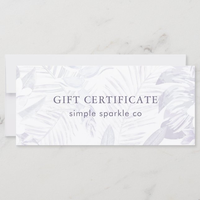 Certificado de regalo de impresión de hojas de pal (Anverso)