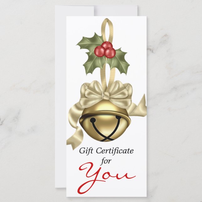 Certificado de regalo de la empresa Gold Bell Tan  (Anverso)