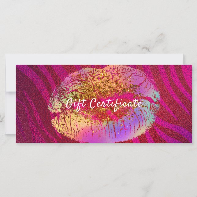 Certificado de regalo de Labios Purpurina Arcoíris (Anverso)