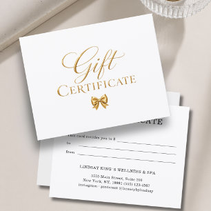 Certificado de Regalo de Lazo de Oro Blanco Elegan