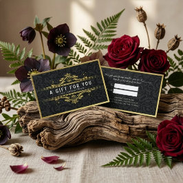 Certificado de regalo de lino de damasco floral ne