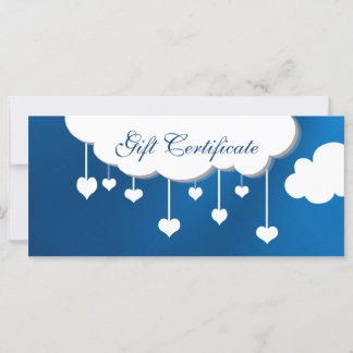 Certificado de regalo de lluvia en la nube y el co
