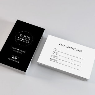 Certificado de Regalo de Logo de Negocio Negro Mod