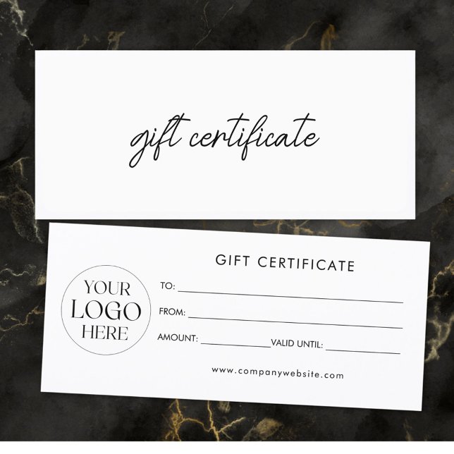 Certificado de Regalo de Logo Empresarial Elegante (Front and Back)
