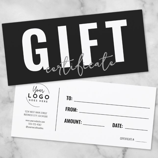 Certificado de Regalo de Logo Modern Script Busine (Logo Modern Script Business Gift Certificate)