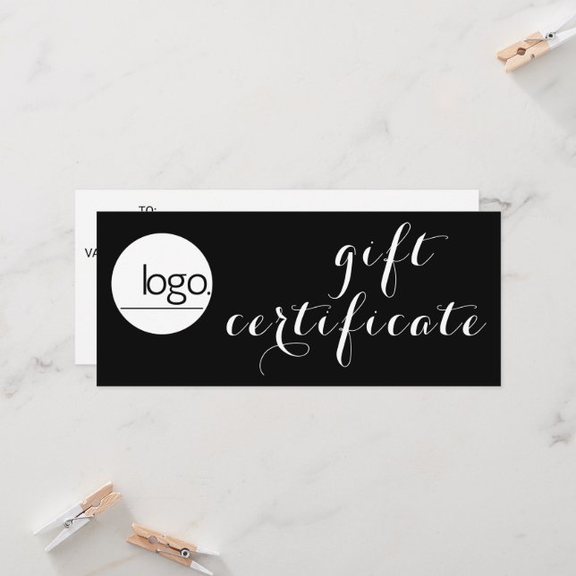 CERTIFICADO DE REGALO DE LOGOTIPO BLANCO NEGRO DE  (Anverso/Reverso In Situ)