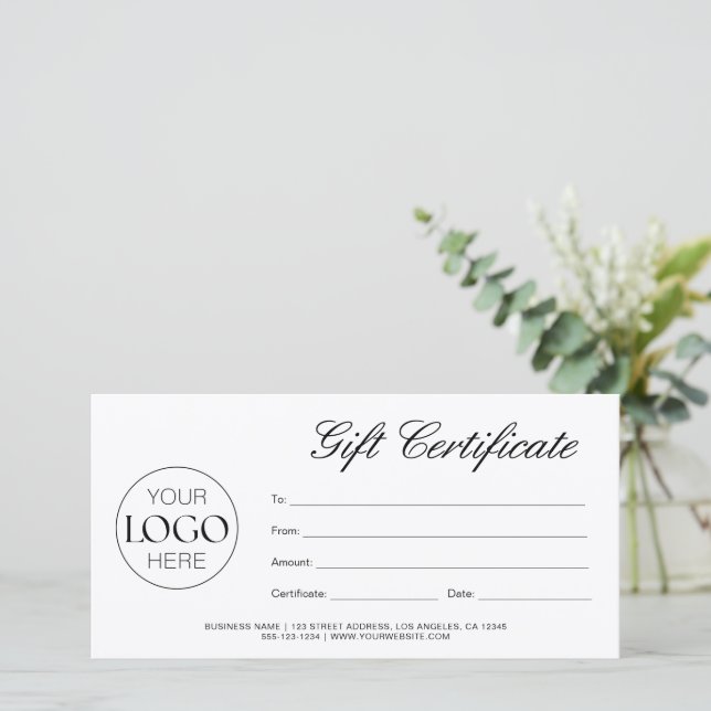 Certificado de regalo de logotipo comercial con gu (Anverso de pie)