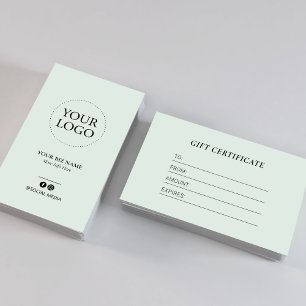 Certificado de regalo de logotipo comercial modern