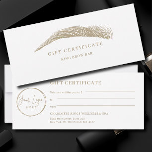 Certificado de regalo de logotipo de ceja mínima