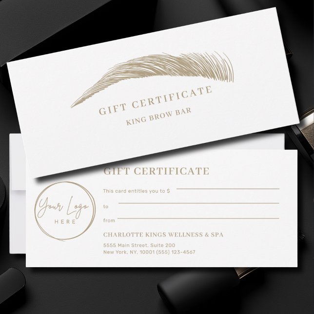 Certificado de regalo de logotipo de ceja mínima (Minimal Eyebrow Custom Logo Gift Certificate)