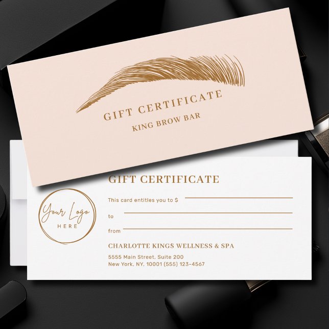 Certificado de regalo de logotipo de ceja minimali (Minimal Eyebrow Custom Logo Gift Certificate)