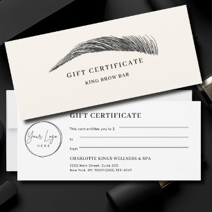 Certificado de regalo de logotipo de ceja minimali