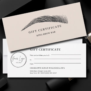 Certificado de regalo de logotipo de ceja minimali