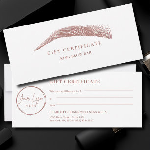 Certificado de regalo de logotipo de ceja minimali