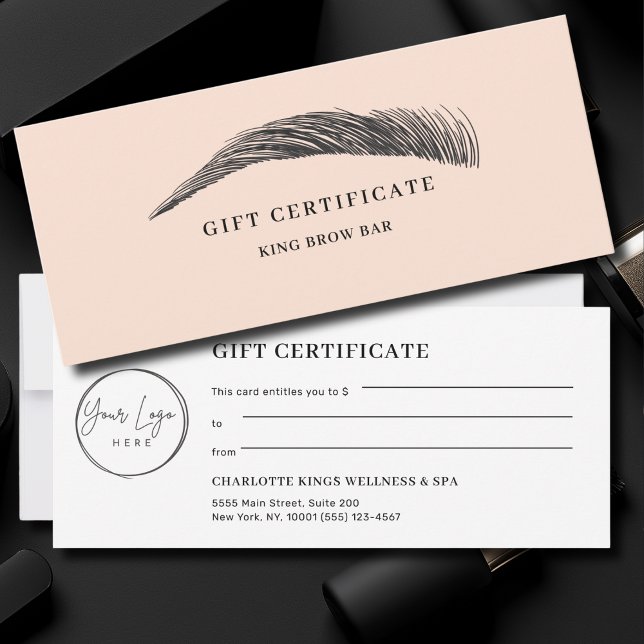 Certificado de regalo de logotipo de ceja minimali (Minimal Eyebrow Custom Logo Gift Certificate)