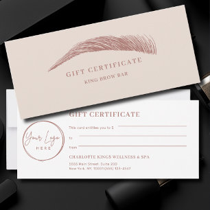 Certificado de regalo de logotipo de ceja minimali