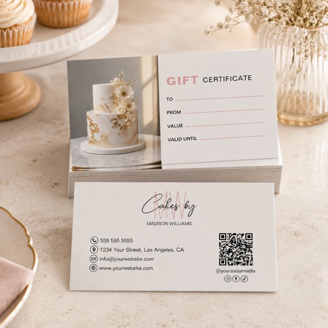 Certificado de regalo de logotipo de monograma de  (Bakery Monogram Logo Business Gift Certificate)