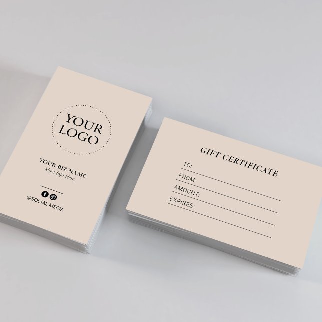 Certificado de regalo de logotipo de negocio beige (Subido por el creador)