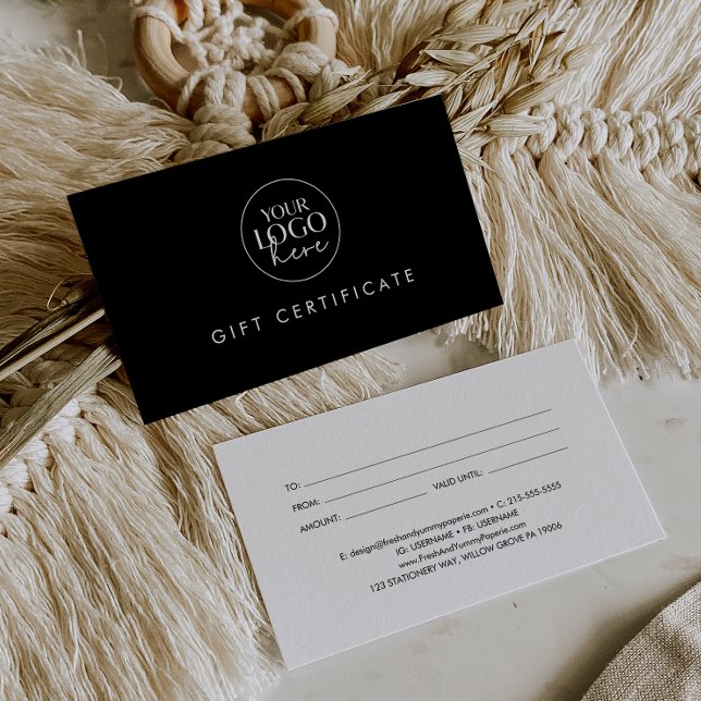 Certificado de regalo de logotipo de negocios negr (Subido por el creador)