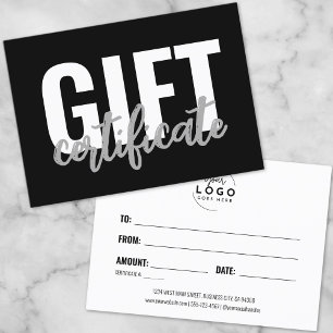 Certificado de regalo de logotipo empresarial en b