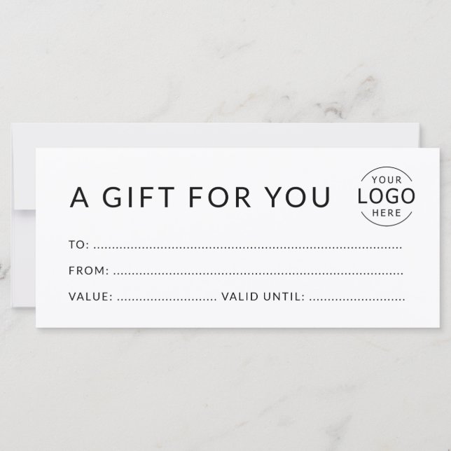 Certificado de regalo de logotipo mínimo moderno (Reverso)