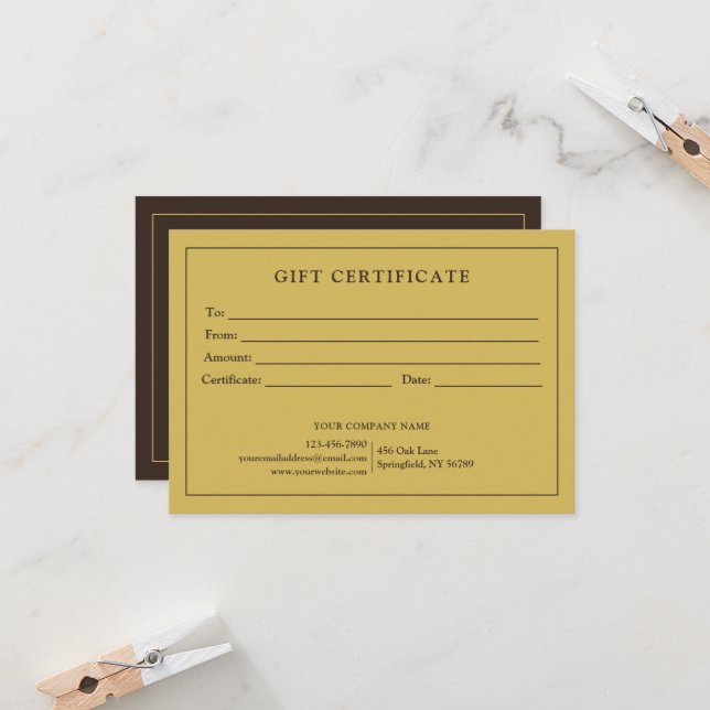 Certificado de regalo de logotipo profesional senc (Anverso/Reverso In Situ)