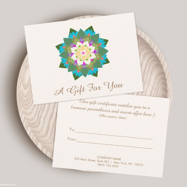 Certificado de regalo de Lotus Floral Mandala colo (Subido por el creador)