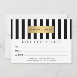 Certificado de regalo de lujo negrita en blanco y 